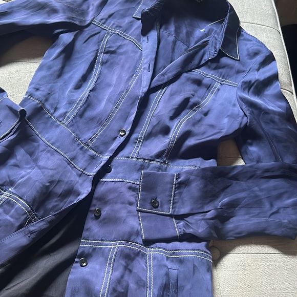 Creatures of the Wind Navy White Trimmed Midi LS Dress Size 6 - Picture 6 of 8